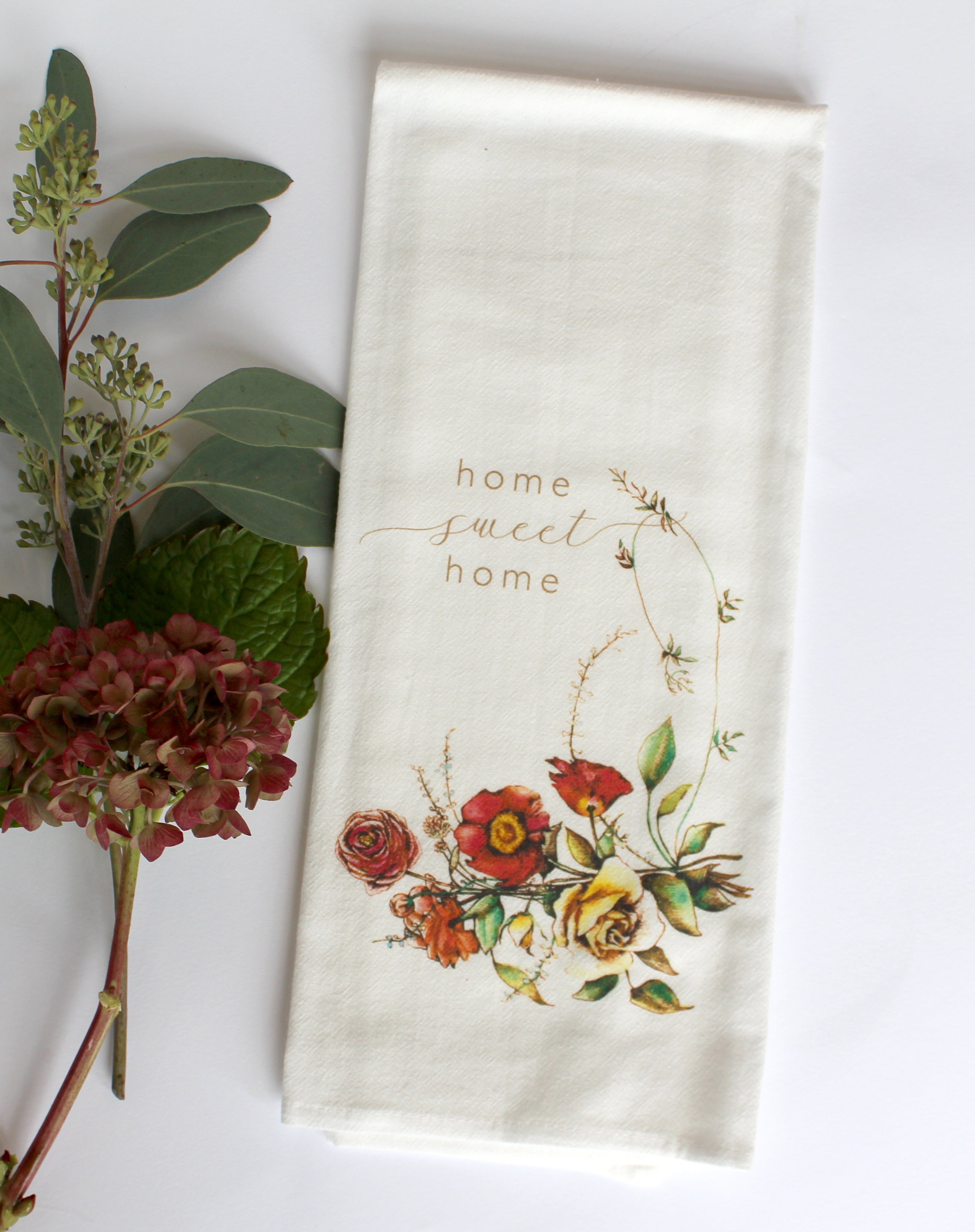 Floral Dish Towel Home Sweet Home