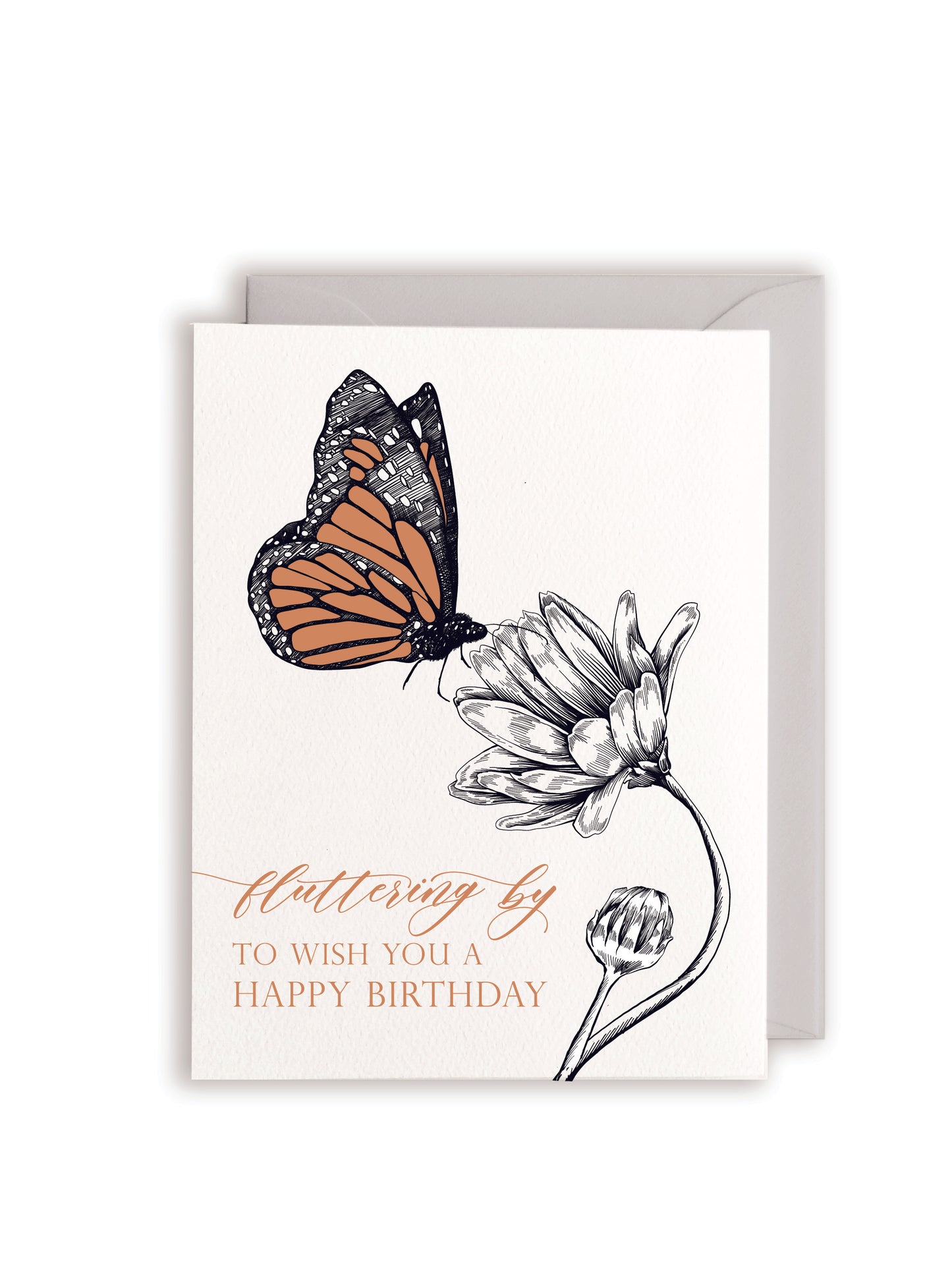 Fluttering By To Wish You A Happy Birthday Letterpress Greeting Card