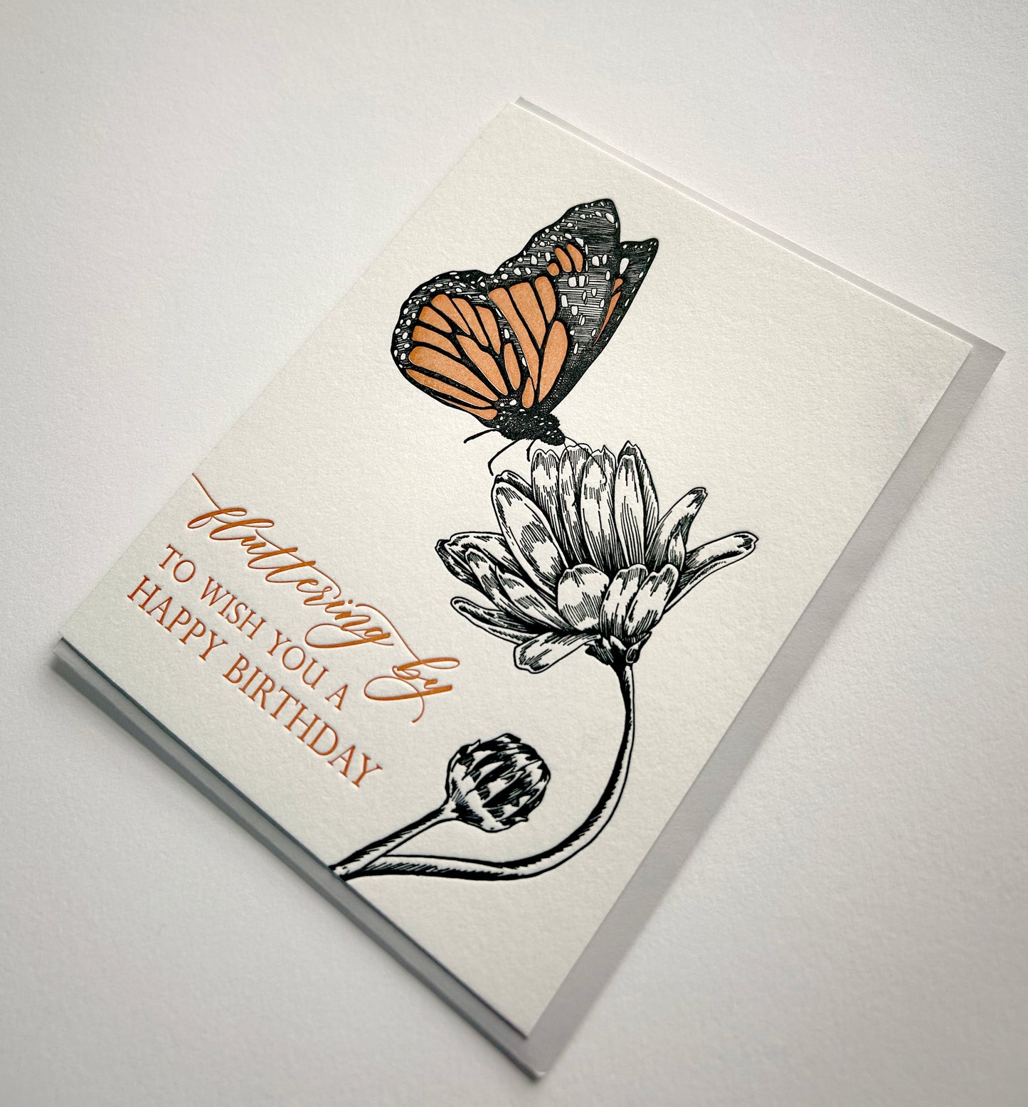 Fluttering By To Wish You A Happy Birthday Letterpress Greeting Card