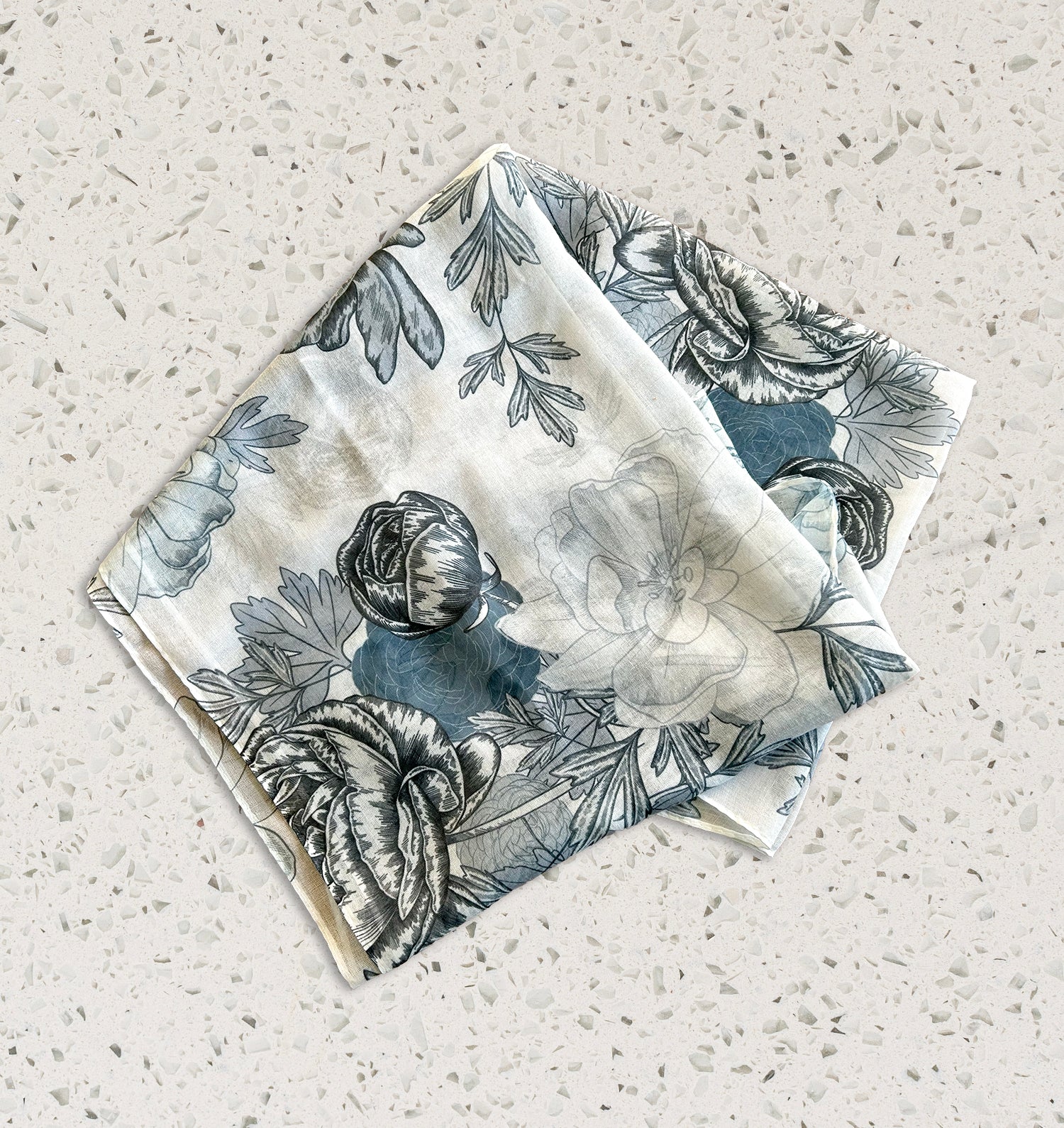 Blue Floral Grey scarf by Rust Belt Love