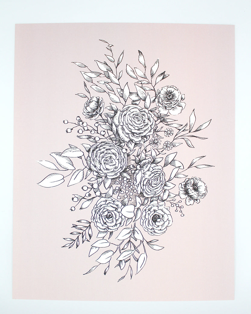 Digital blush floral print by Rust Belt Love