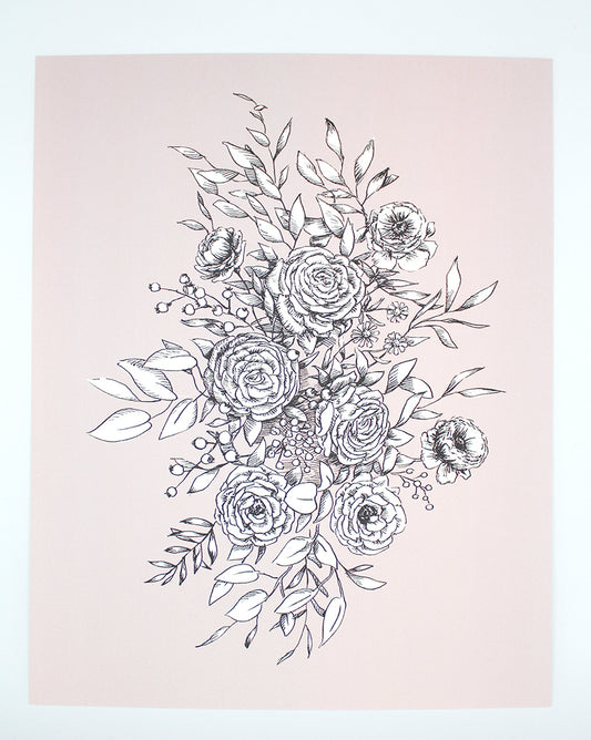 Digital blush floral print by Rust Belt Love