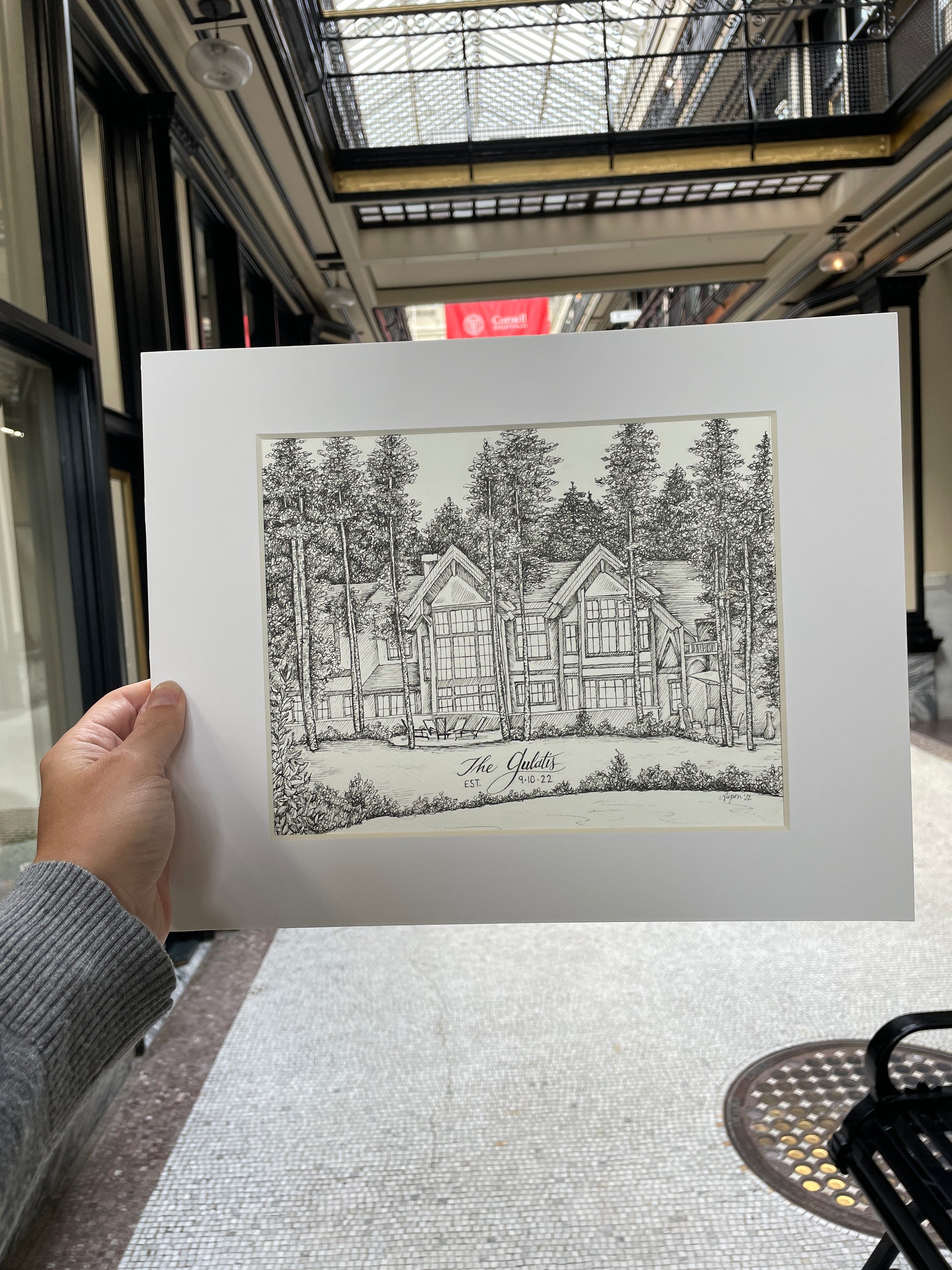 Illustration of a custom drawn home by Rust Belt Love