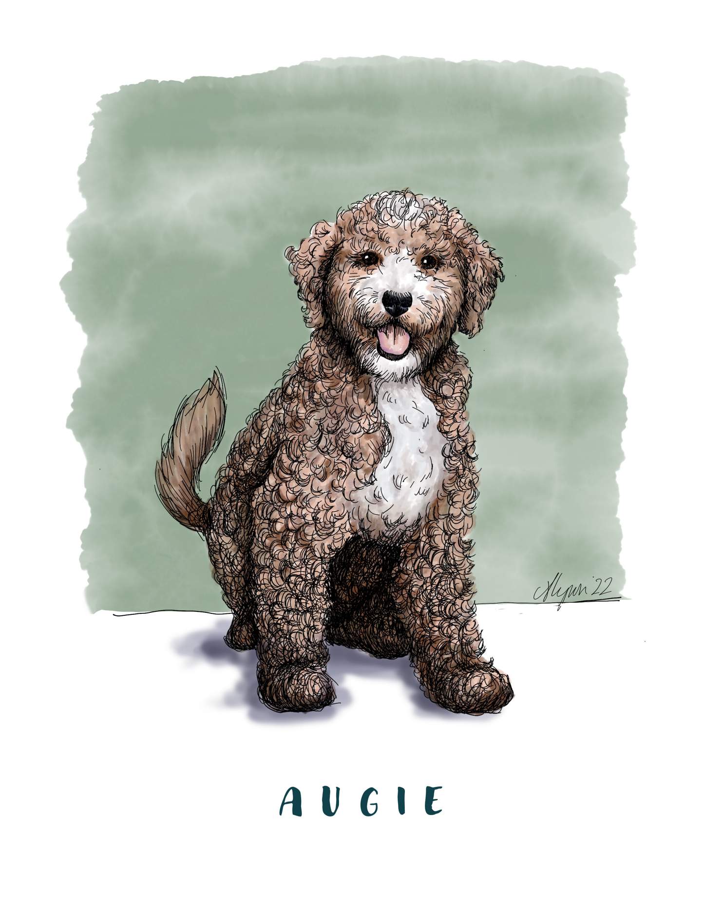 digital illustration of a dog named Augie by rust belt love