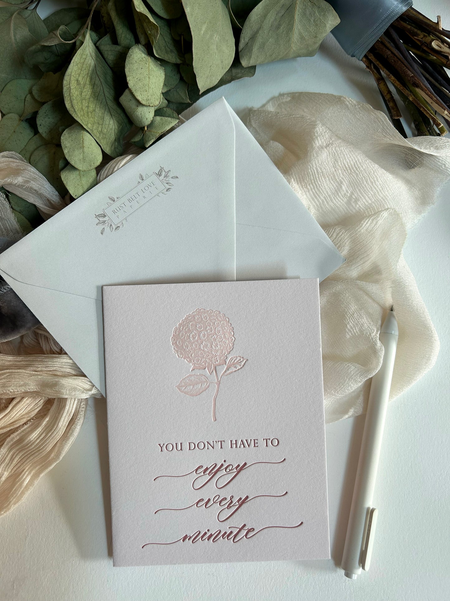 Pink Floral Letterpress Encouragement Greeting Card 3