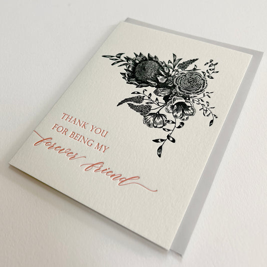 Thank You For Being My Forever Friend Letterpress Greeting Card