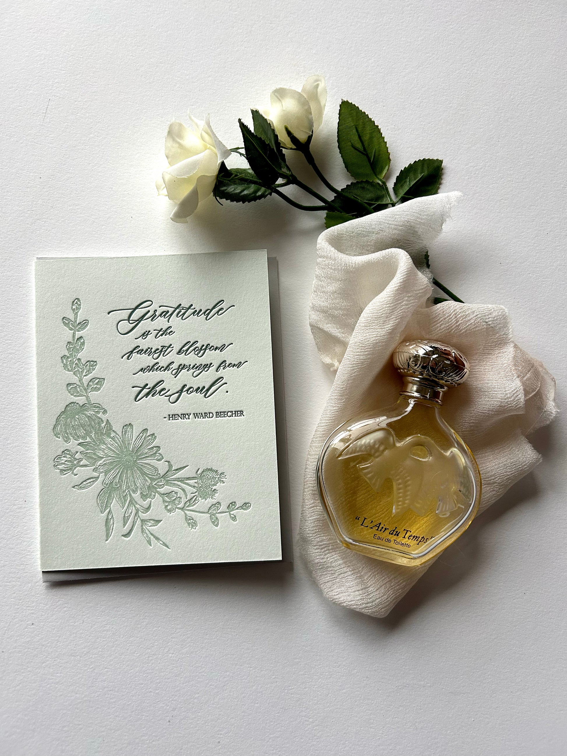 Letterpress gratitude card with florals that says "'Gratitude is the fairest blossom which springs from the soul.'- Henry Ward Beecher" by Rust Belt Love