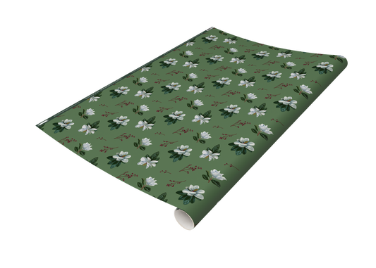 Green and white magnolia print wrapping paper from Rust Belt Love