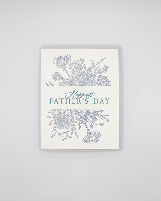 Letterpress father's day card with florals that says "Happy Father's Day" by Rust Belt Love