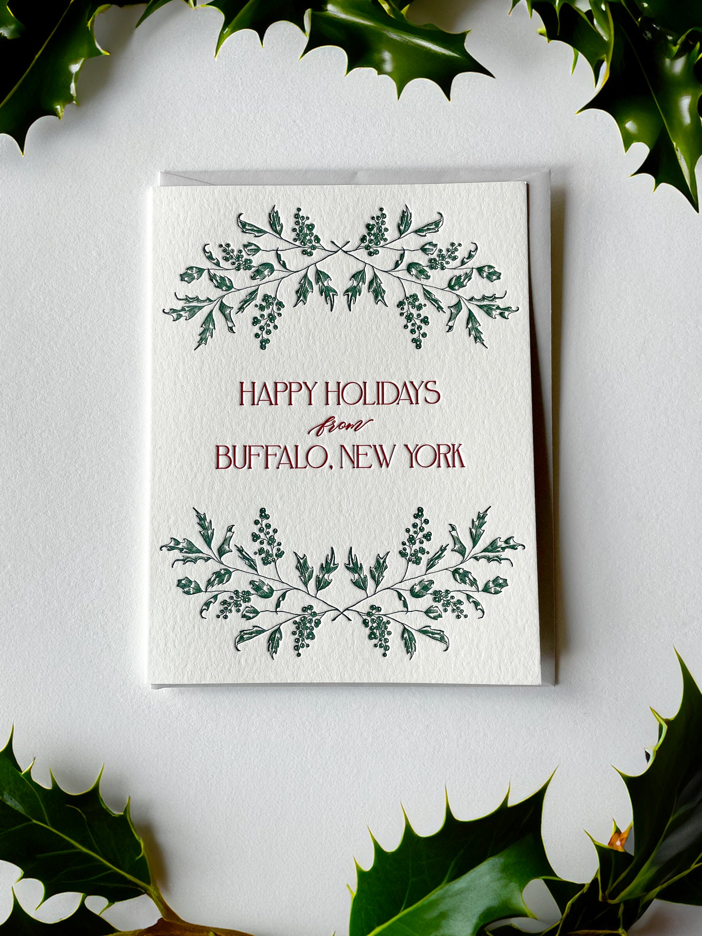 Happy Holidays from Buffalo, New York Letterpress Greeting Card