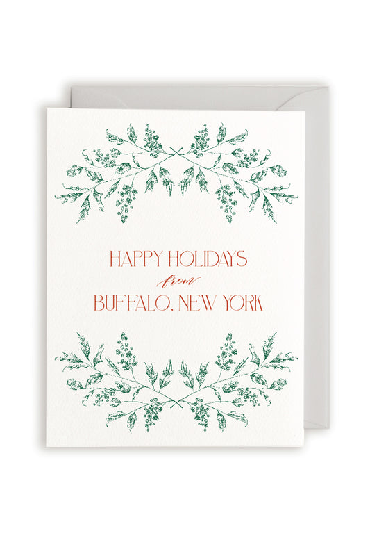 Happy Holidays from Buffalo, New York Letterpress Greeting Card