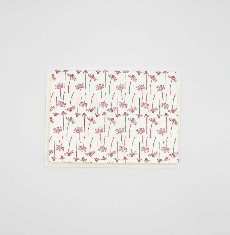 Letterpress linear floral pattern small note card by Rust Belt Love