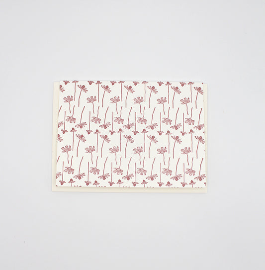 Letterpress linear floral pattern small note card by Rust Belt Love