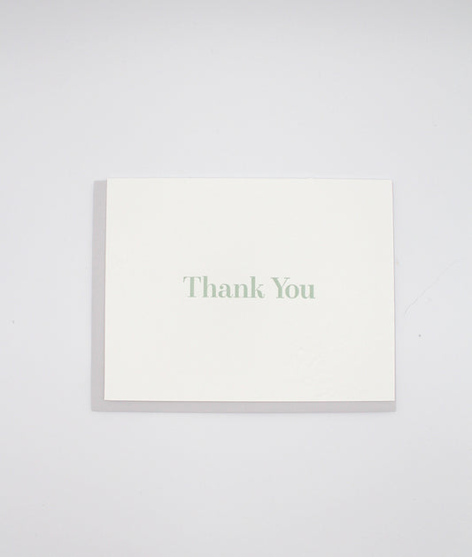 Letterpress thank you card with blind florals that says "Thank You" by Rust Belt Love