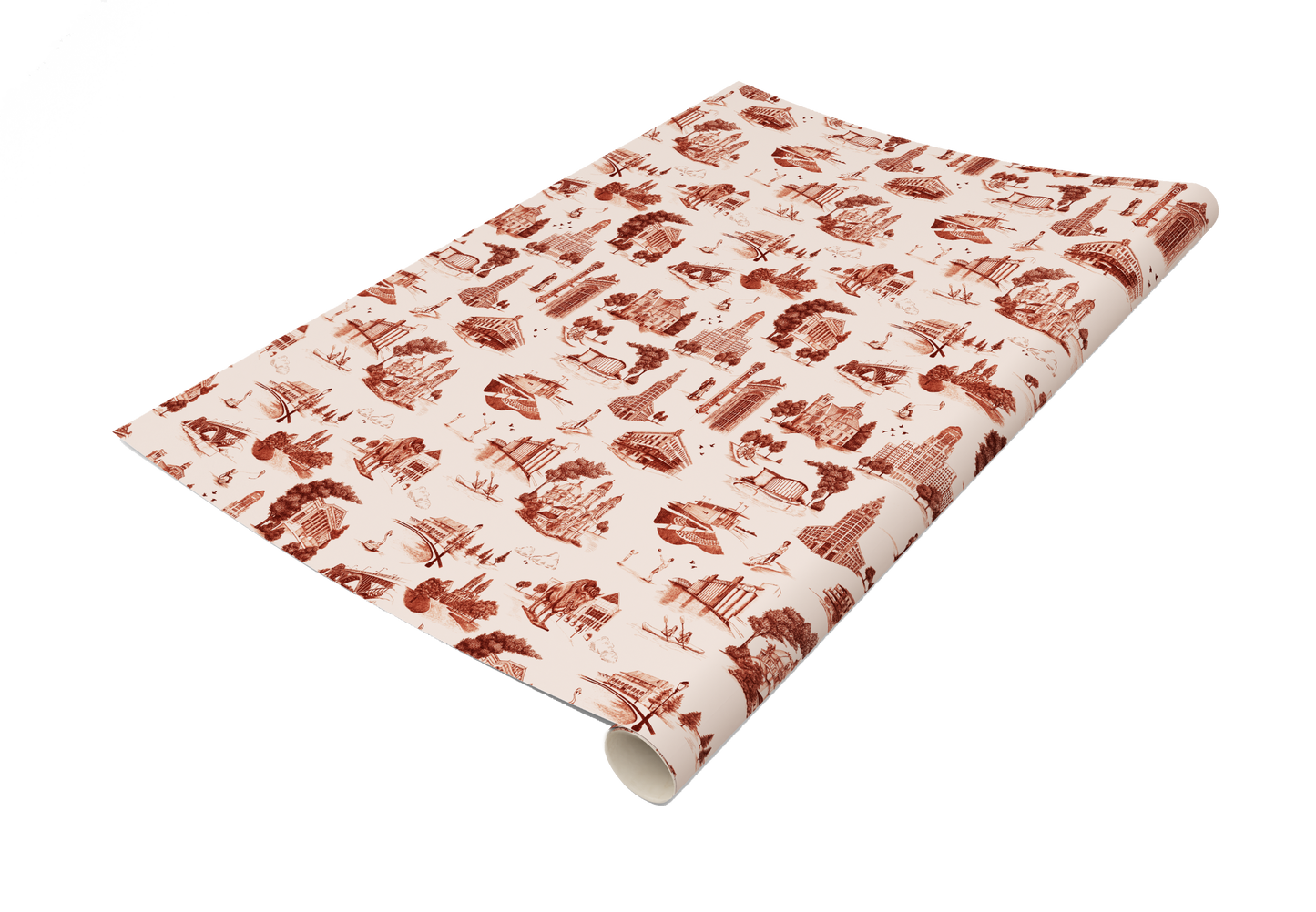 Red Toile De Buffalo design wrapping paper by Rust Belt Love