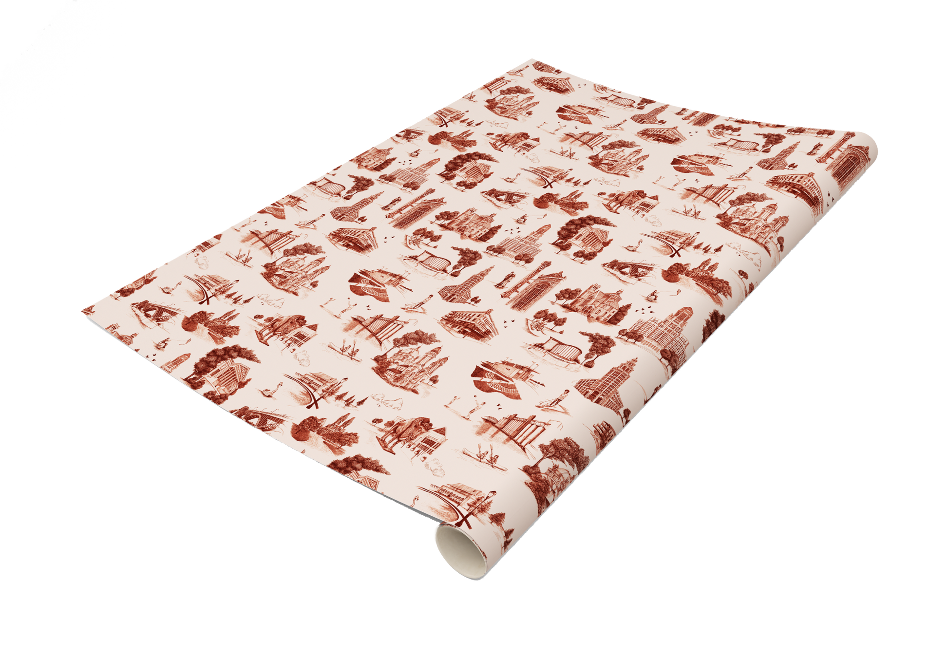 Red Toile De Buffalo design wrapping paper by Rust Belt Love