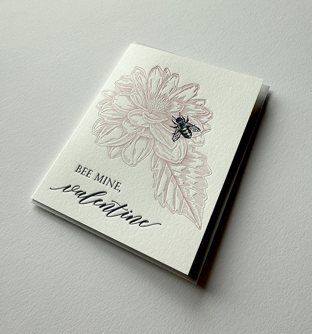 Bee Mine, Valentine Letterpress Greeting Card