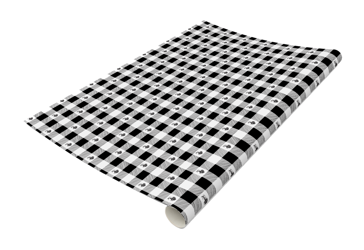 White and black plaid buffalo wrapping paper by Rust Belt Love