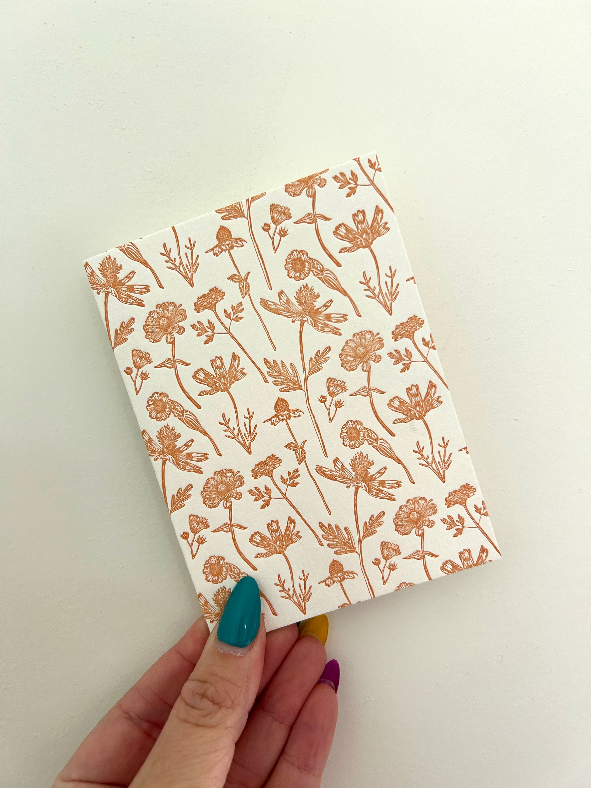 Letterpress orange wildflower small card by Rust Belt Love